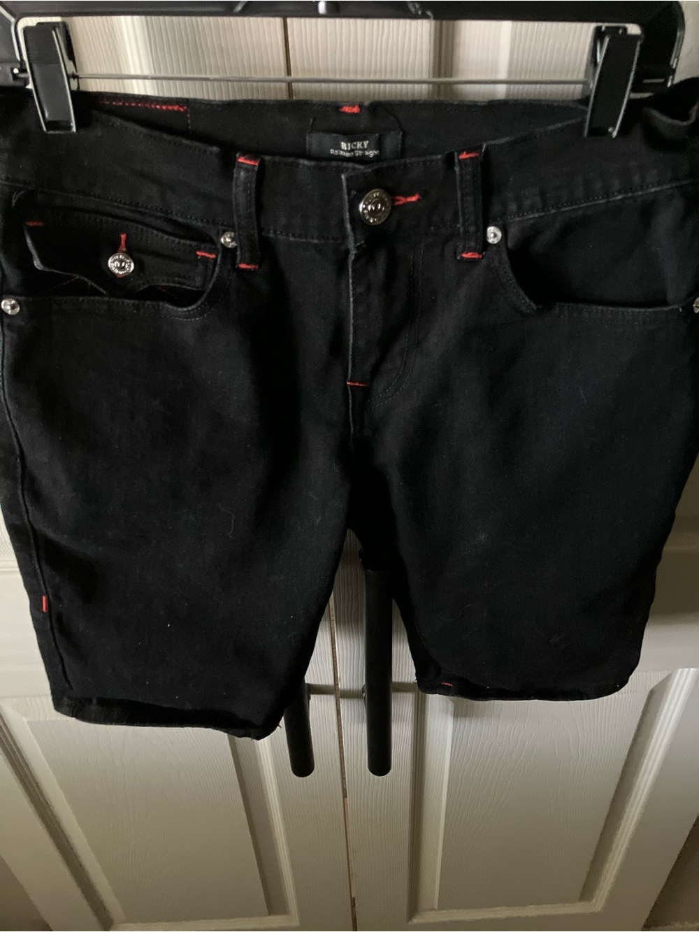 True Religion Black Shorts with Red Stitching